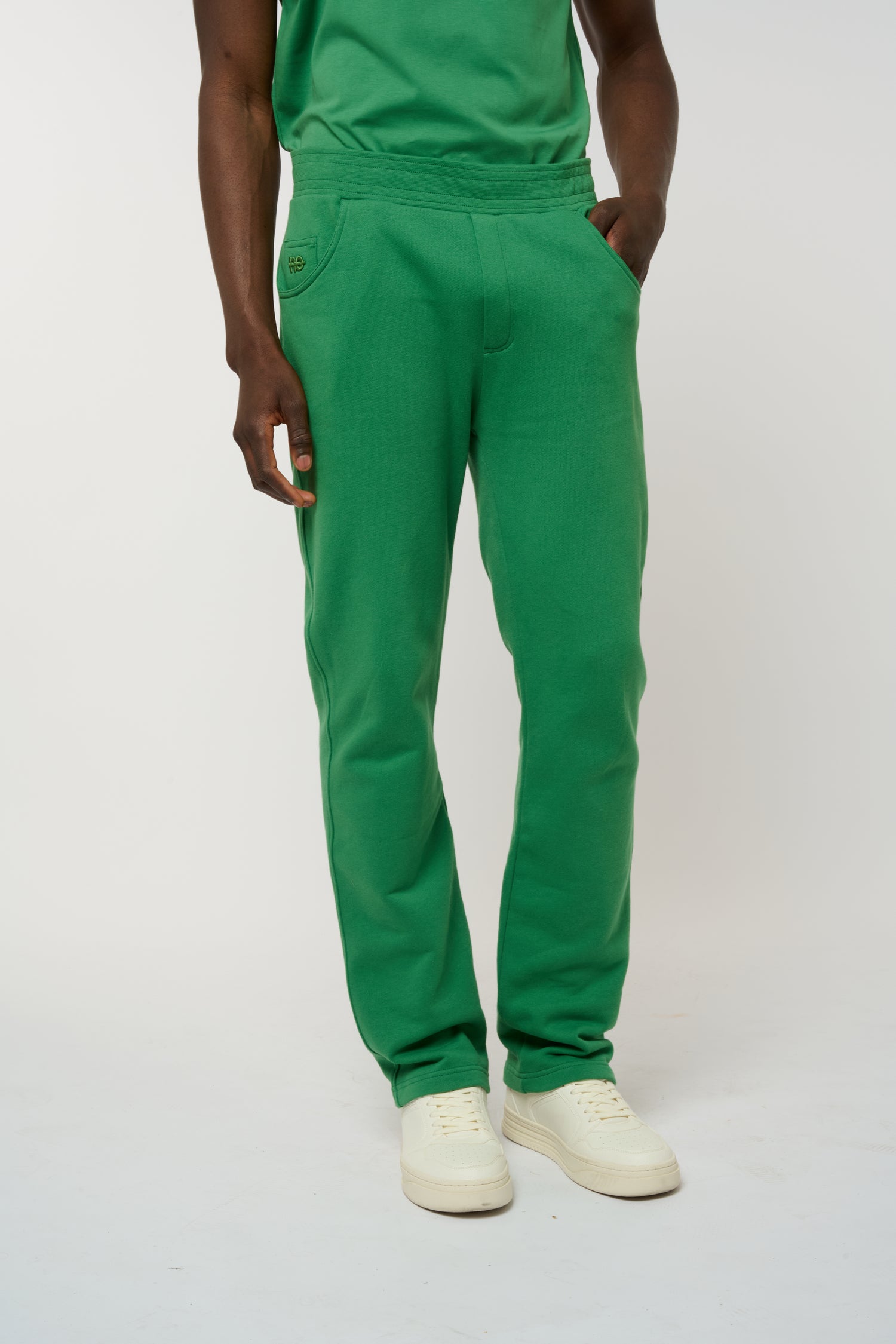 Le Jyns vert émeraude, pantalon unisexe coupe droite en coton biologique – vue 2