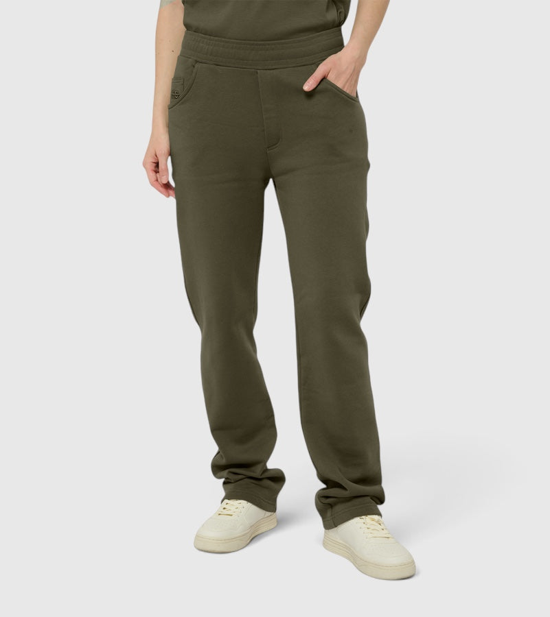 Le Jyns vert kaki, pantalon unisexe coupe droite en coton biologique – vue 1