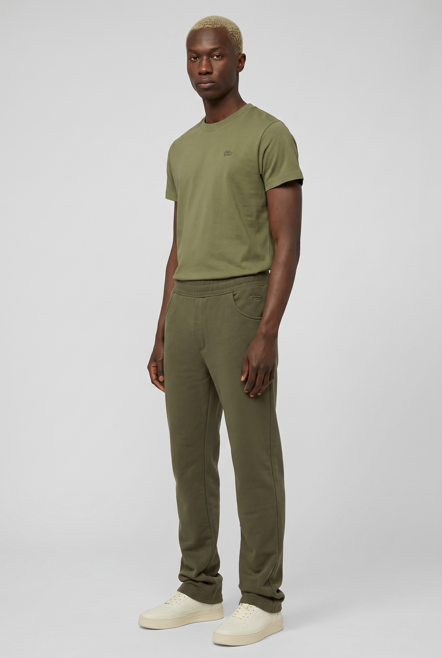 Le Jyns vert kaki, pantalon unisexe coupe droite en coton biologique – vue 2