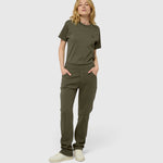Le Jyns vert kaki, pantalon unisexe coupe droite en coton biologique – vue 7