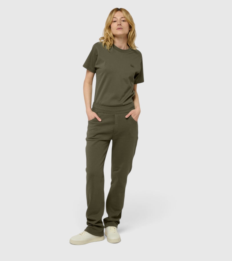 Le Jyns vert kaki, pantalon unisexe coupe droite en coton biologique – vue 7