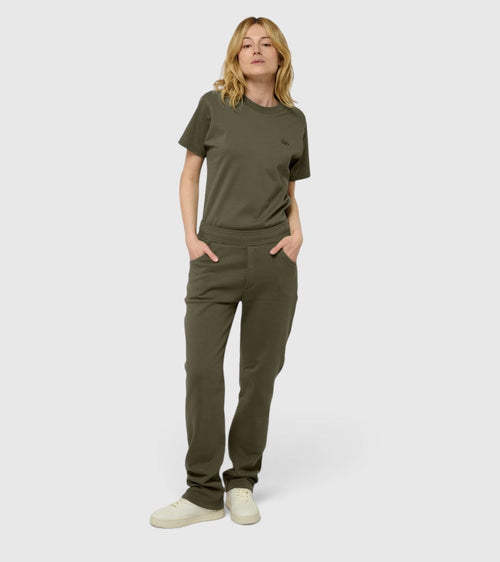 Le Jyns vert kaki, pantalon unisexe coupe droite en coton biologique – vue 7