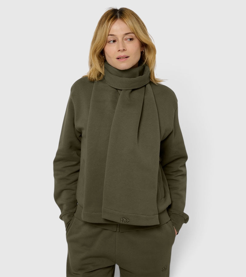 La Scarfy vert kaki, écharpe unisexe en coton biologique – vue 1