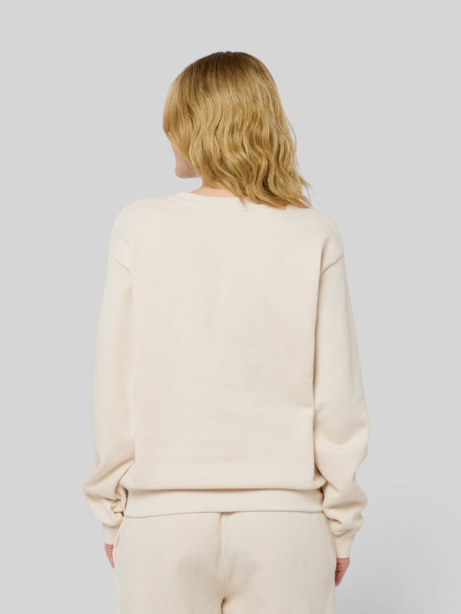 Le Sweaty beige coton, sweat unisexe sans capuche en coton biologique – vue 5