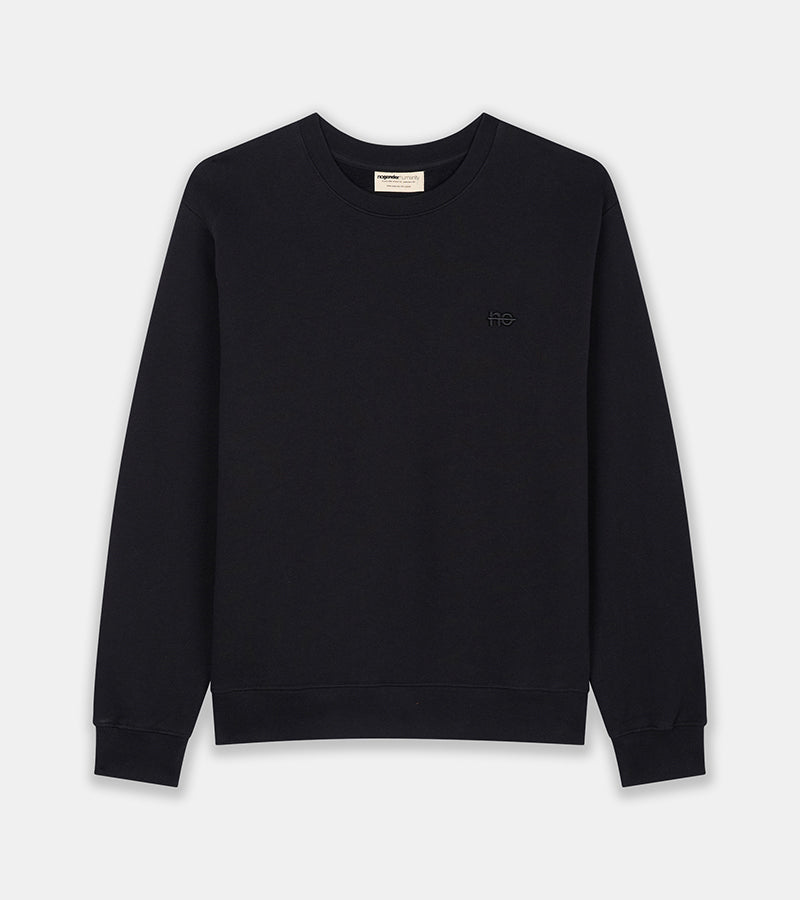 Le Sweaty bleu nuit, sweat unisexe sans capuche en coton biologique – vue 9