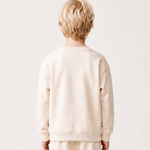 Le Sweaty enfant beige coton, sweat enfant sans capuche en coton biologique – vue 3