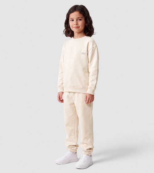 Le Sweaty enfant beige coton, sweat enfant sans capuche en coton biologique – vue 4