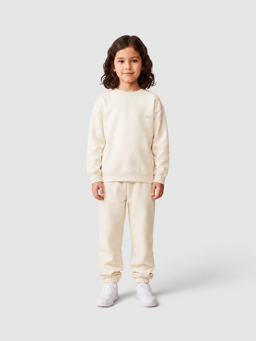 Le Sweaty enfant beige coton, sweat enfant sans capuche en coton biologique – vue 5
