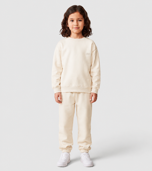 Le Sweaty enfant beige coton, sweat enfant sans capuche en coton biologique – vue 5