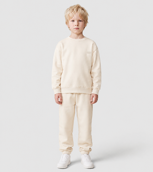 Le Sweaty enfant beige coton, sweat enfant sans capuche en coton biologique – vue 6