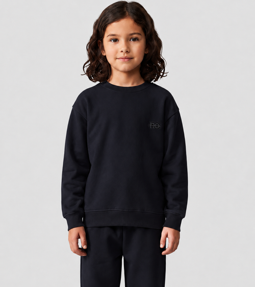 Le Sweaty enfant bleu nuit, sweat enfant sans capuche en coton biologique – vue 4