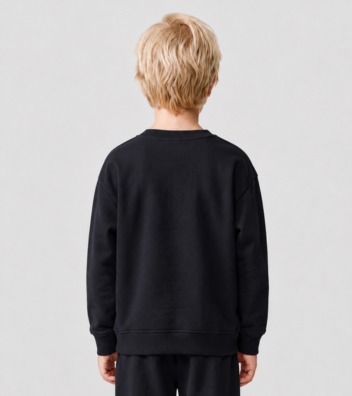 Le Sweaty enfant bleu nuit, sweat enfant sans capuche en coton biologique – vue 5