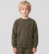 Le Sweaty enfant vert kaki, sweat enfant sans capuche en coton biologique – vue 1