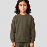 Le Sweaty enfant vert kaki, sweat enfant sans capuche en coton biologique – vue 2