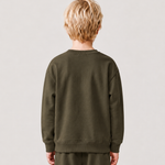 Le Sweaty enfant vert kaki, sweat enfant sans capuche en coton biologique – vue 3