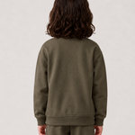 Le Sweaty enfant vert kaki, sweat enfant sans capuche en coton biologique – vue 4