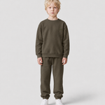 Le Sweaty enfant vert kaki, sweat enfant sans capuche en coton biologique – vue 5