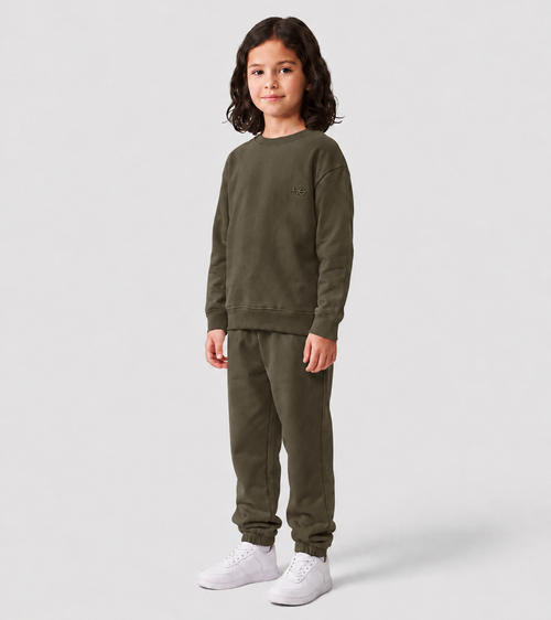 Le Sweaty enfant vert kaki, sweat enfant sans capuche en coton biologique – vue 6