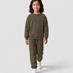 Le Sweaty enfant vert kaki, sweat enfant sans capuche en coton biologique – vue 7