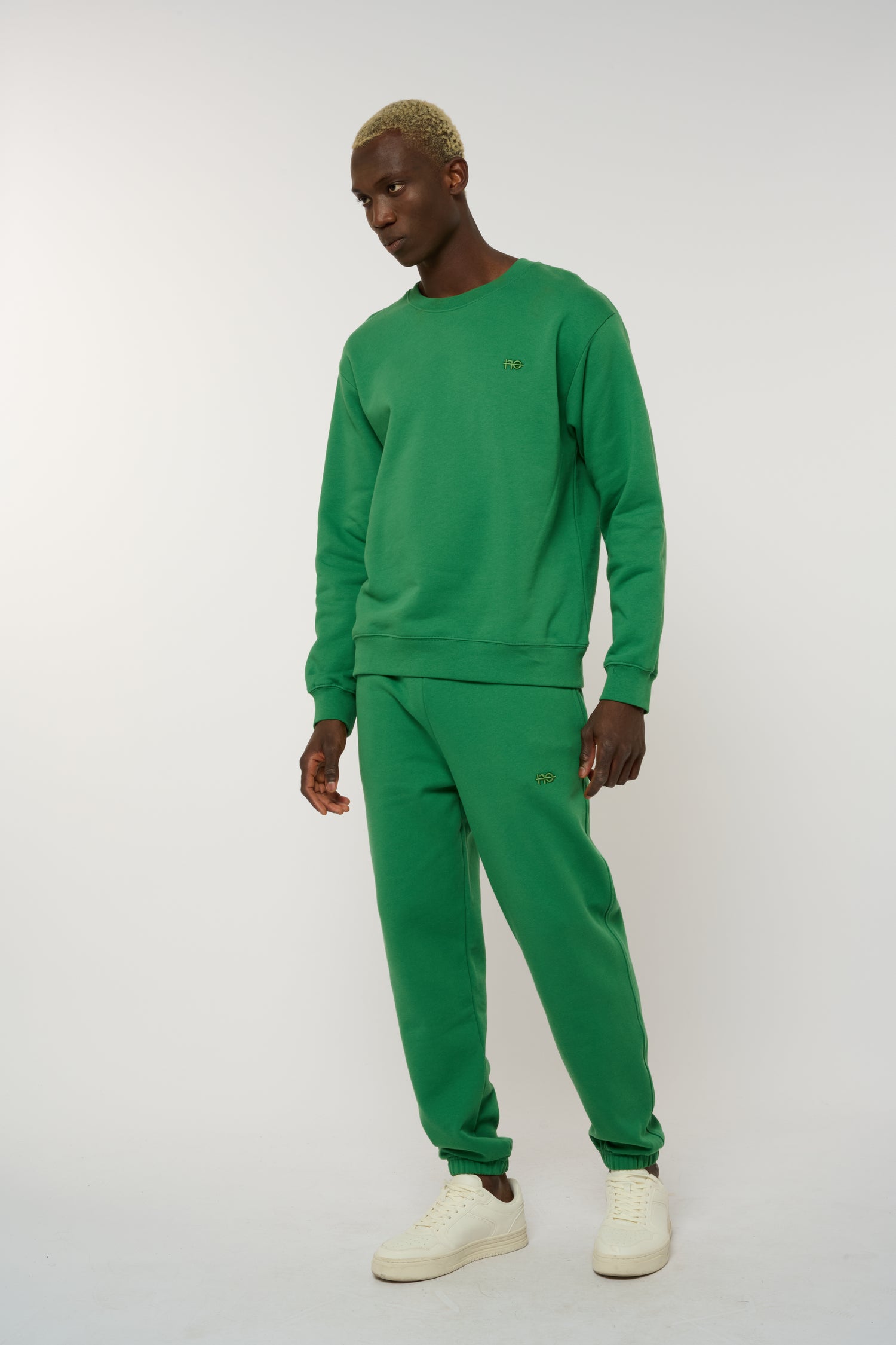 Le Sweaty vert émeraude, sweat unisexe sans capuche en coton biologique – vue 10