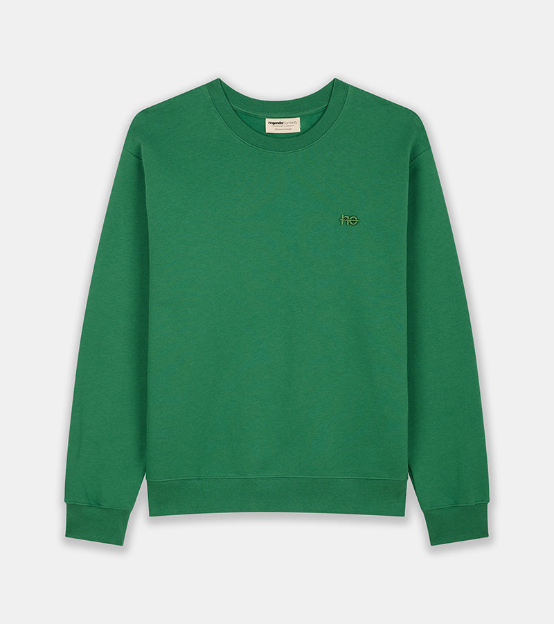 Le Sweaty vert émeraude, sweat unisexe sans capuche en coton biologique – vue 11