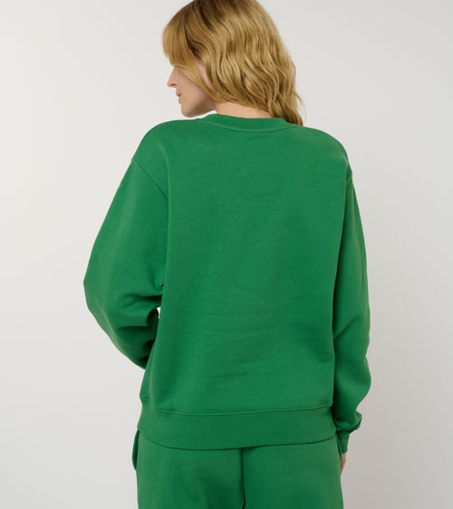 Le Sweaty vert émeraude, sweat unisexe sans capuche en coton biologique – vue 3
