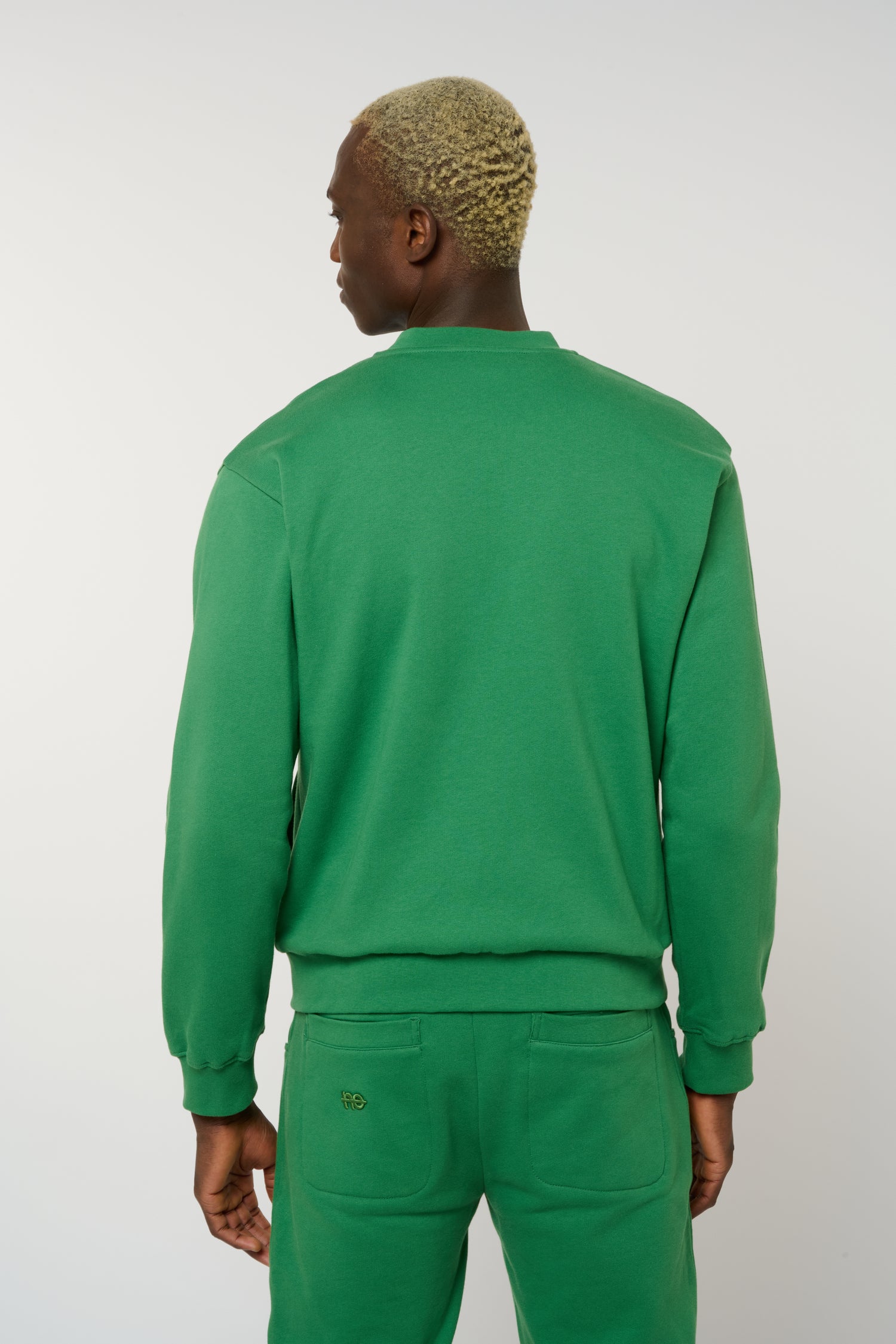 Le Sweaty vert émeraude, sweat unisexe sans capuche en coton biologique – vue 4