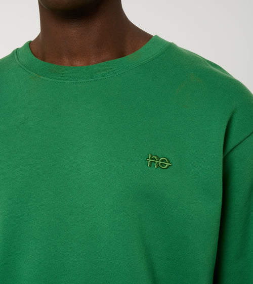 Le Sweaty vert émeraude, sweat unisexe sans capuche en coton biologique – vue 6