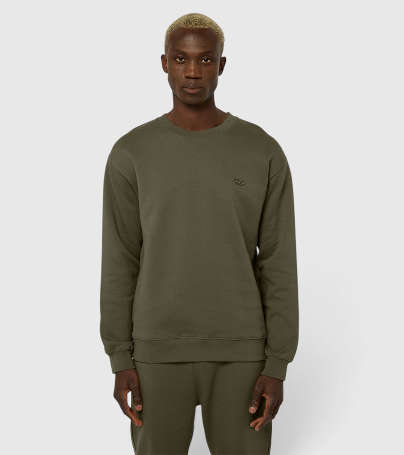 Le Sweaty vert kaki, sweat unisexe sans capuche en coton biologique – vue 2