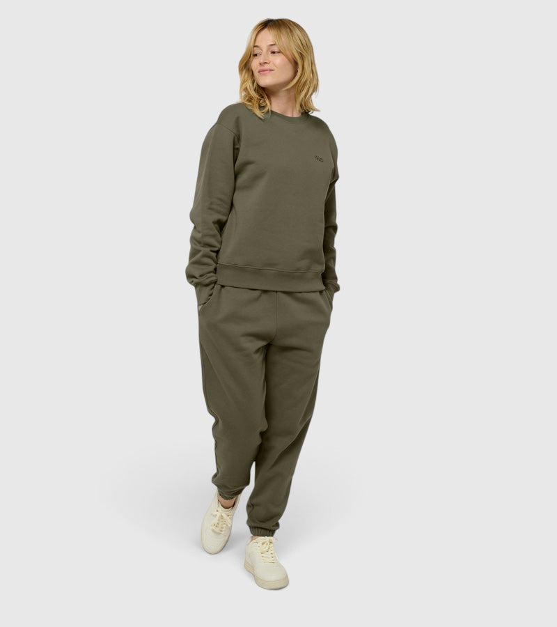 Le Sweaty vert kaki, sweat unisexe sans capuche en coton biologique – vue 5