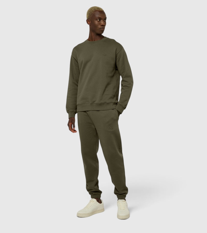 Le Sweaty vert kaki, sweat unisexe sans capuche en coton biologique – vue 6