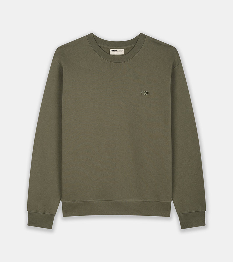 Le Sweaty vert kaki, sweat unisexe sans capuche en coton biologique – vue 9