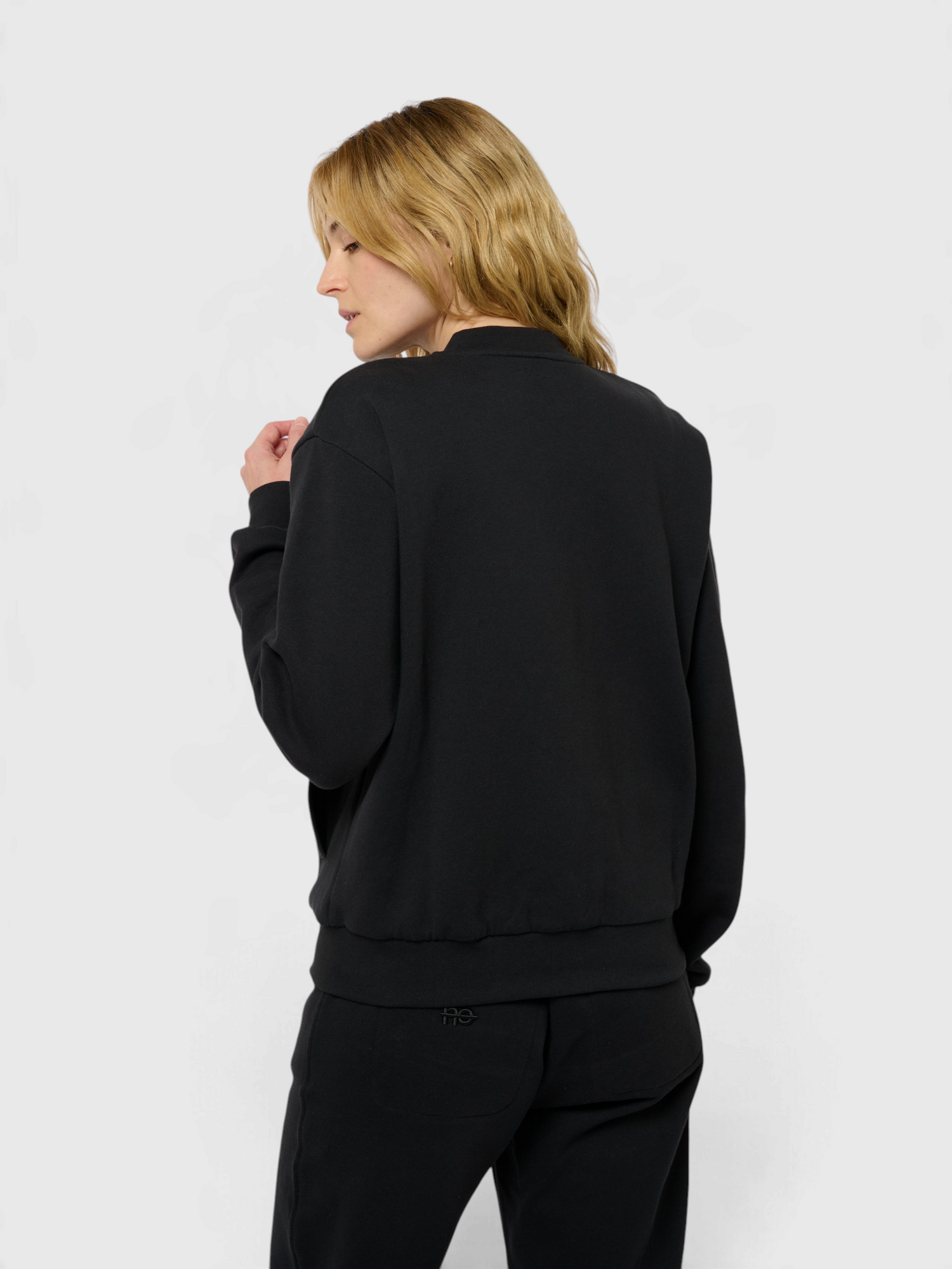 La Teddy bleu nuit, veste teddy unisexe zippée en coton biologique – vue 3