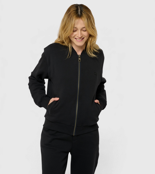 La Teddy bleu nuit, veste teddy unisexe zippée en coton biologique – vue 5