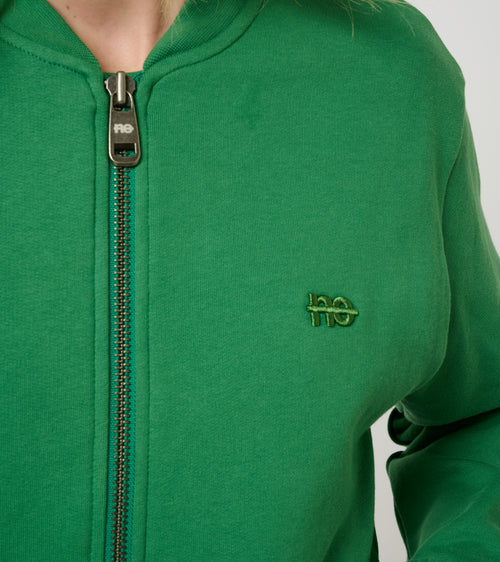 La Teddy vert émeraude, veste teddy unisexe zippée en coton biologique – vue 3
