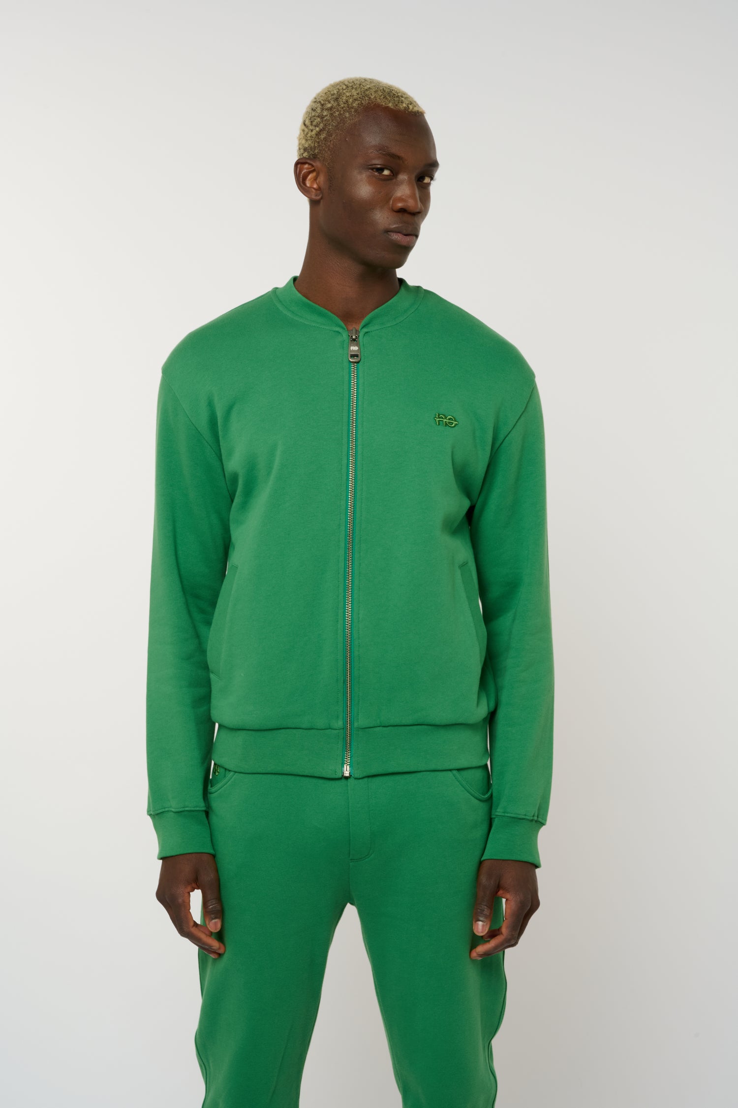 La Teddy vert émeraude, veste teddy unisexe zippée en coton biologique – vue 6