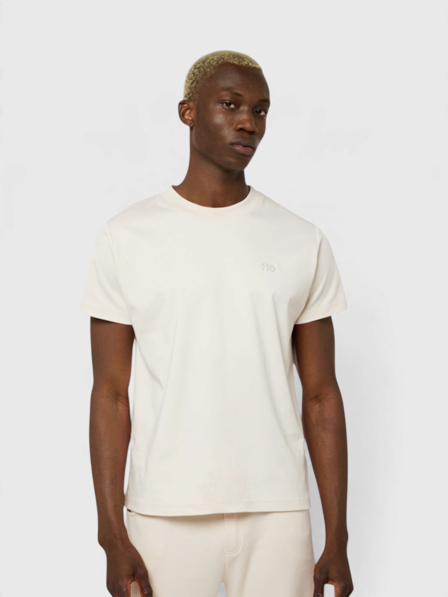 Le Ty-shirt O beige coton, T-shirt unisexe col rond en coton biologique – vue 1