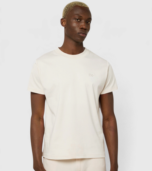 Le Ty-shirt O beige coton, T-shirt unisexe col rond en coton biologique – vue 1