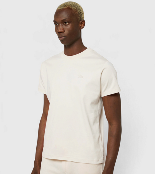 Le Ty-shirt O beige coton, T-shirt unisexe col rond en coton biologique – vue 2