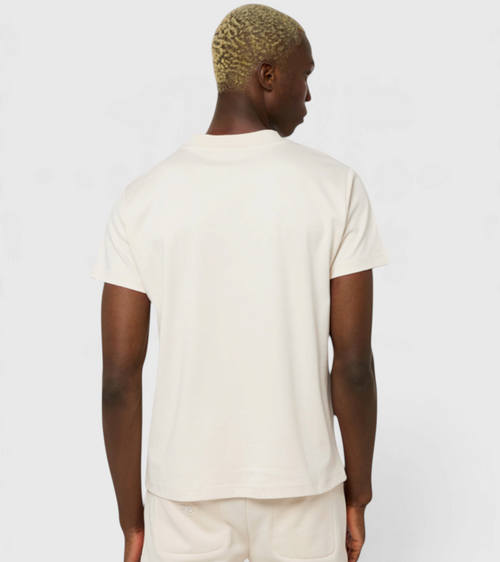Le Ty-shirt O beige coton, T-shirt unisexe col rond en coton biologique – vue 5