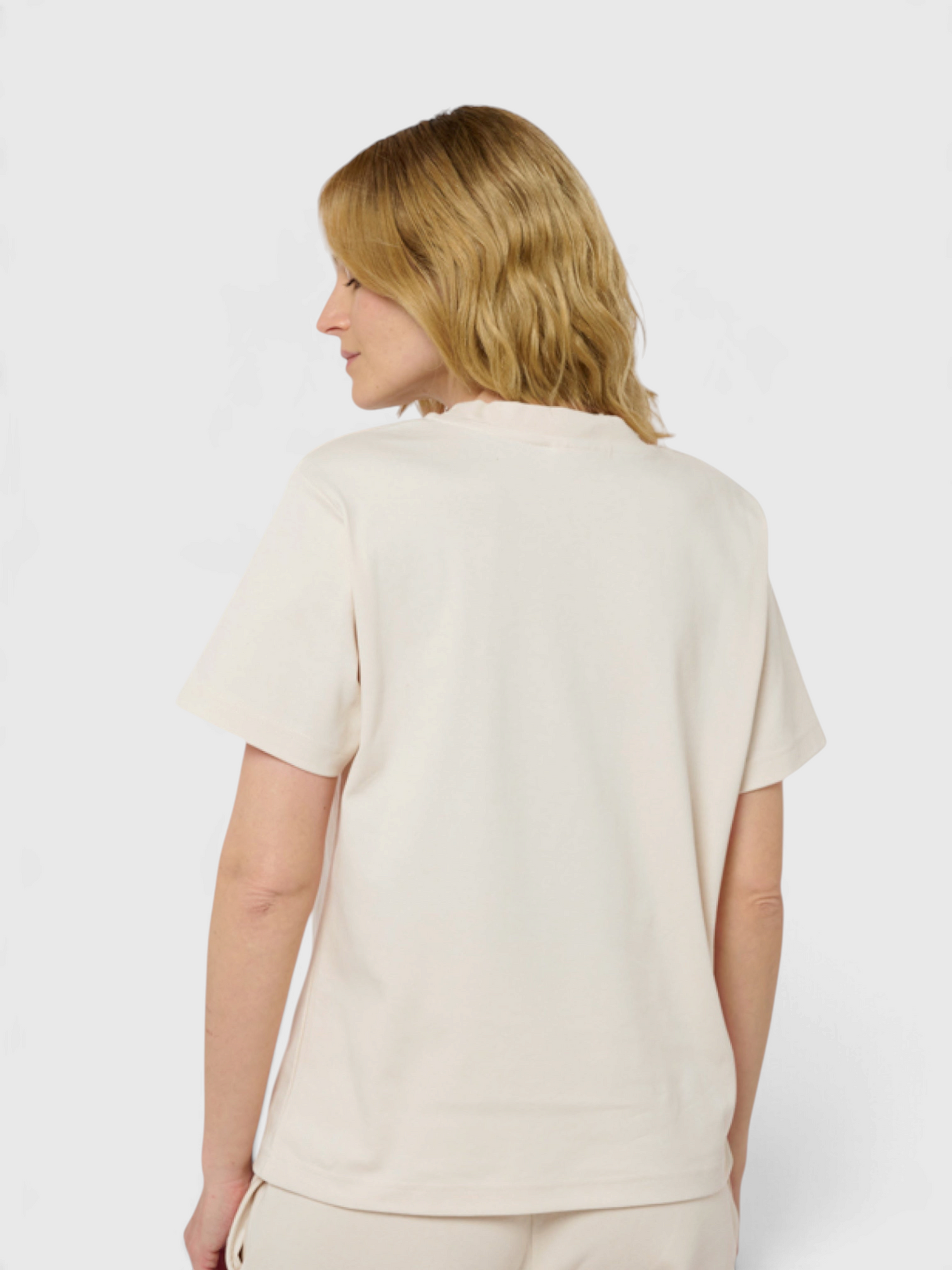Le Ty-shirt O beige coton, T-shirt unisexe col rond en coton biologique – vue 6