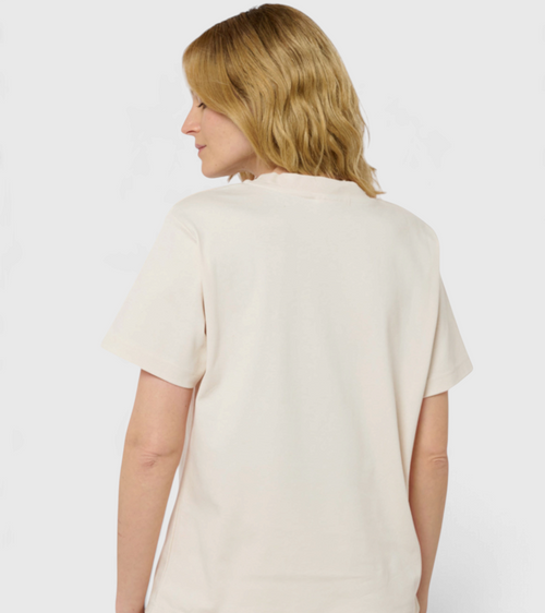 Le Ty-shirt O beige coton, T-shirt unisexe col rond en coton biologique – vue 6
