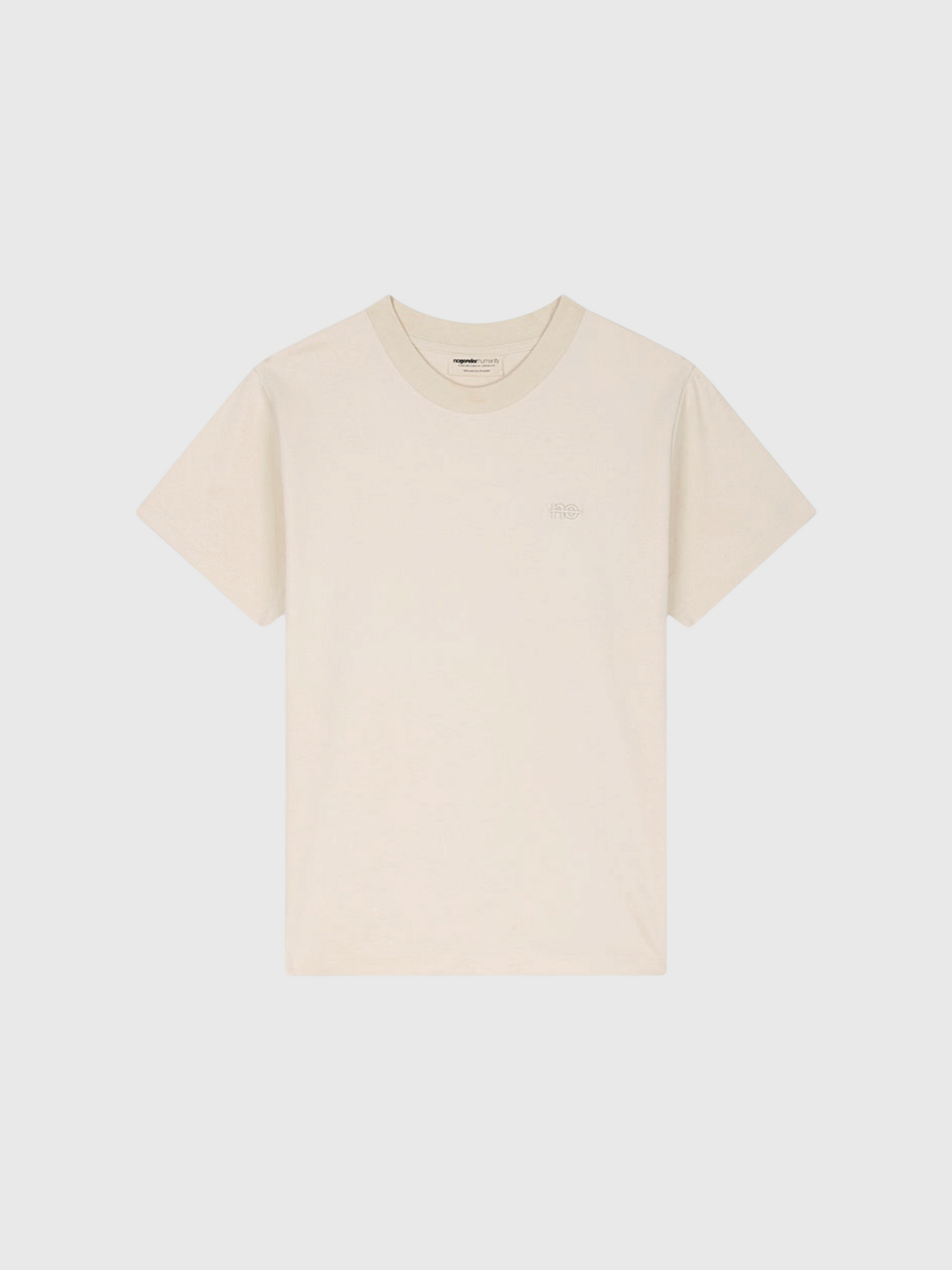 Le Ty-shirt O beige coton, T-shirt unisexe col rond en coton biologique – vue 8