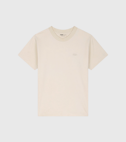 Le Ty-shirt O beige coton, T-shirt unisexe col rond en coton biologique – vue 8