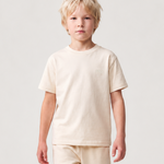 Le Ty-shirt O enfant beige coton, T-shirt enfant col rond en coton biologique – vue 1
