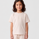 Le Ty-shirt O enfant beige coton, T-shirt enfant col rond en coton biologique – vue 2