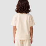Le Ty-shirt O enfant beige coton, T-shirt enfant col rond en coton biologique – vue 3