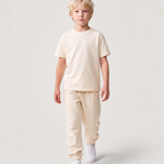 Le Ty-shirt O enfant beige coton, T-shirt enfant col rond en coton biologique – vue 5