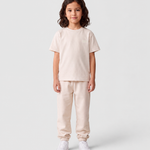 Le Ty-shirt O enfant beige coton, T-shirt enfant col rond en coton biologique – vue 6
