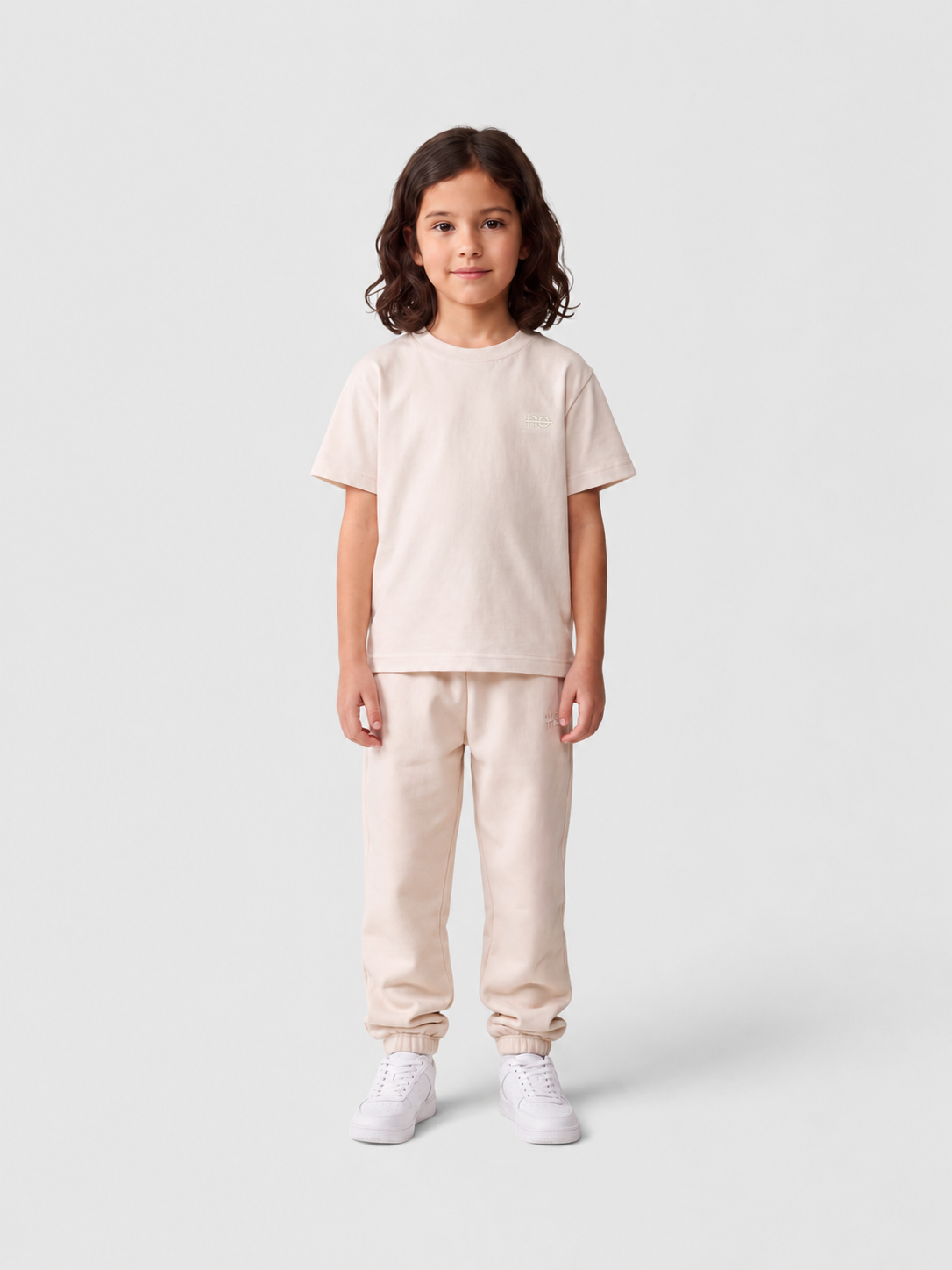 Le Ty-shirt O enfant beige coton, T-shirt enfant col rond en coton biologique – vue 6